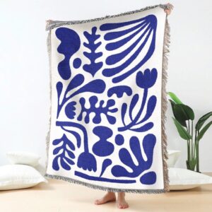 Blue Matisse Funky Motifs Throw Blanket